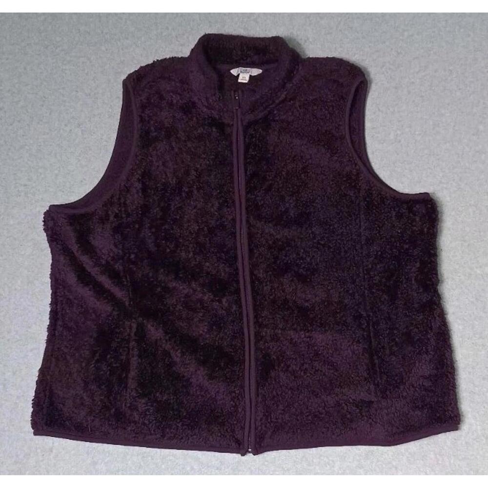 Croft And Barrow Faux Fur Zip Up Vest Womens Size XXL Purple Soft Sleeveless... - Picture 1 of 12